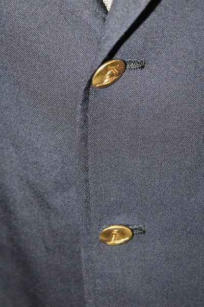 Nordstrom Mens Dark Blue Wool Blend Collared Button Blazer Long Sleeve Size 44