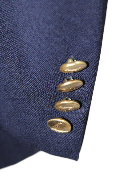 Nordstrom Mens Dark Blue Wool Blend Collared Button Blazer Long Sleeve Size 44