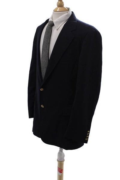 Nordstrom Mens Dark Blue Wool Blend Collared Button Blazer Long Sleeve Size 44