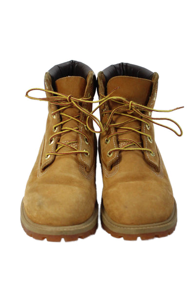 Timberland Unisex Adults Leather Lace Up Boots Beige Size M5.5 W7.5