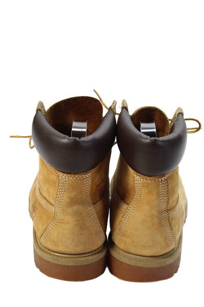 Timberland Unisex Adults Leather Lace Up Boots Beige Size M5.5 W7.5