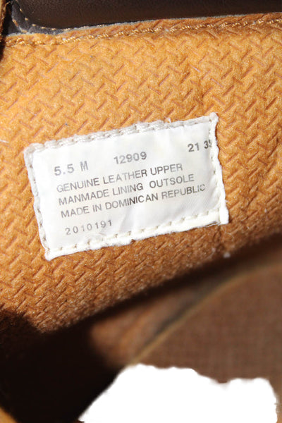 Timberland Unisex Adults Leather Lace Up Boots Beige Size M5.5 W7.5