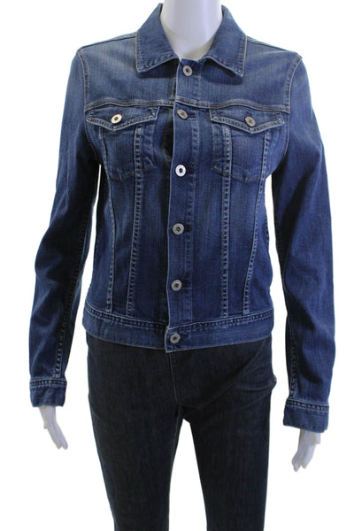 AG Adriano Goldschmied Women Dark Blue Collared Button Jacket 90s Size M