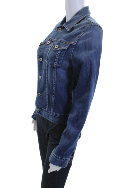 AG Adriano Goldschmied Women Dark Blue Collared Button Jacket 90s Size M