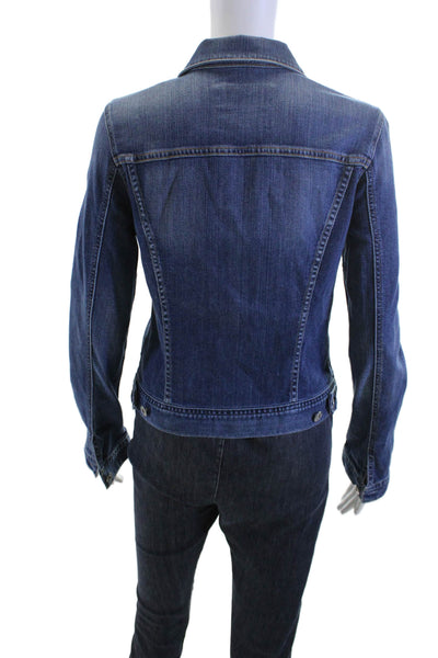 AG Adriano Goldschmied Women Dark Blue Collared Button Jacket 90s Size M