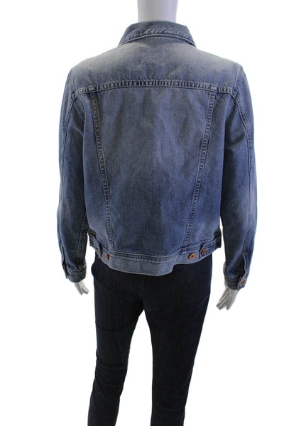 AG Adriano Goldschmied Women Collared Button Cotton Jacket Blue Size M