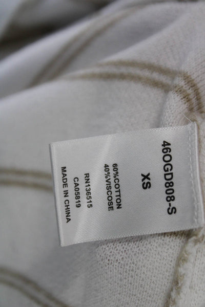 One Grey Day Unisex Pullover Striped Crew Neck White Sweater Size XS