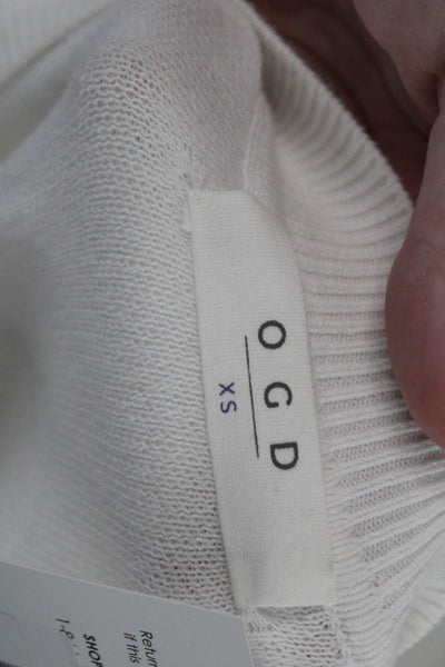 One Grey Day Unisex Pullover Striped Crew Neck White Sweater Size XS