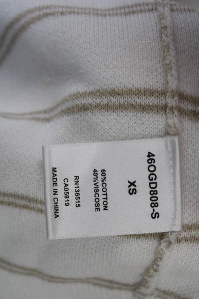 One Grey Day Unisex Striped Crewneck Pullover Sweater White Size XS