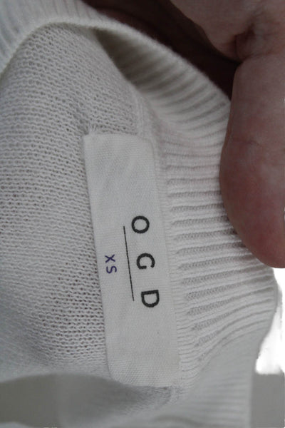 One Grey Day Unisex Striped Crewneck Pullover Sweater White Size XS