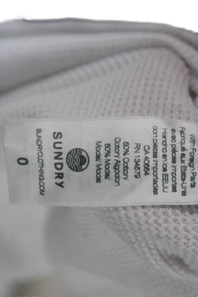 Sundry Womens Cropped Button-Up White Long Sleeve Crew Neck Top Size 0