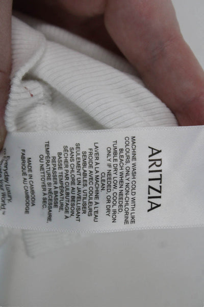 TNA Women Cropped Basic White Long Sleeve Crew Neck T-Shirt Size S