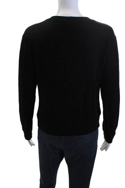 Monrow Women Pullover Sweater Black Round Neck Long Sleeve Size XS