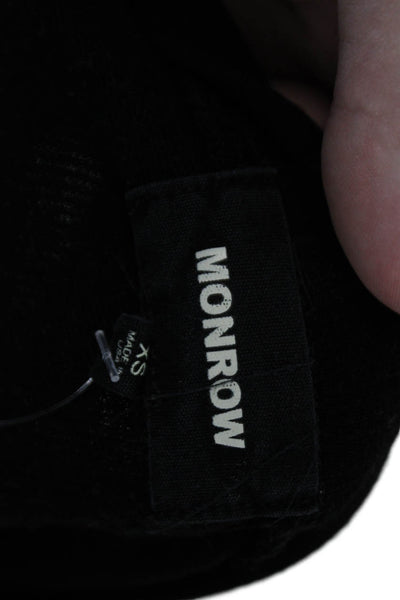 Monrow Women Pullover Sweater Black Round Neck Long Sleeve Size XS
