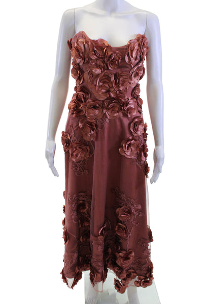 Zhivago Women A-Line Sleeveless Floral Polyester Full-Length Brown Dress Size 2