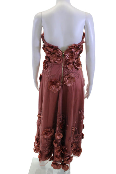Zhivago Women A-Line Sleeveless Floral Polyester Full-Length Brown Dress Size 2