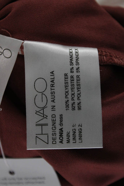 Zhivago Women A-Line Sleeveless Floral Polyester Full-Length Brown Dress Size 2