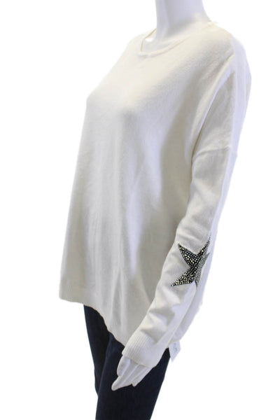 Elan Unisex White Stars Pullover Sweater Long Sleeve Size One Size