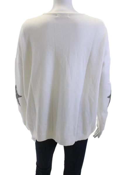 Elan Unisex White Stars Pullover Sweater Long Sleeve Size One Size