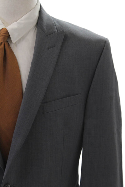 Calvin Klein Mens Gray 100% Wool Suit Jacket Collared Button Size 42