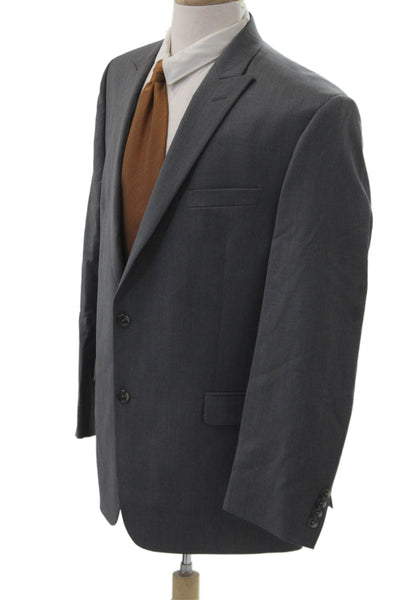 Calvin Klein Mens Gray 100% Wool Suit Jacket Collared Button Size 42
