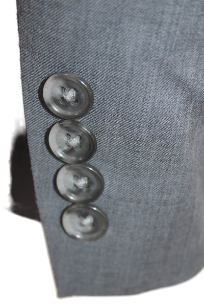 Calvin Klein Mens Gray 100% Wool Suit Jacket Collared Button Size 42