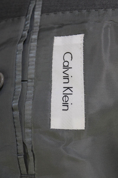 Calvin Klein Mens Gray 100% Wool Suit Jacket Collared Button Size 42