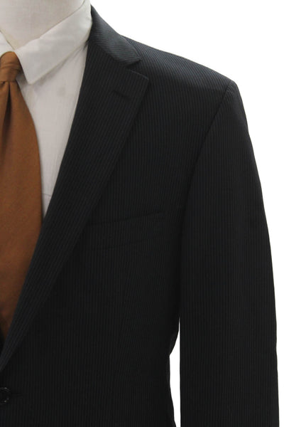 BOSS Men Suit Jacket Striped Collared Black Button Long Sleeve Size L