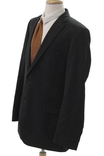 BOSS Men Suit Jacket Striped Collared Black Button Long Sleeve Size L