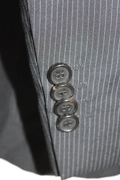 BOSS Men Suit Jacket Striped Collared Black Button Long Sleeve Size L