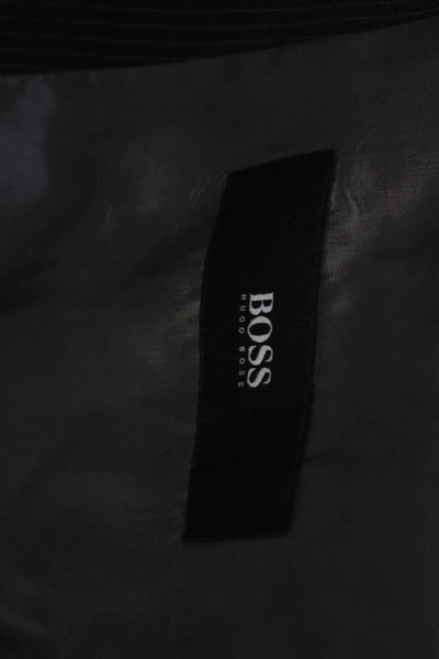 BOSS Men Suit Jacket Striped Collared Black Button Long Sleeve Size L