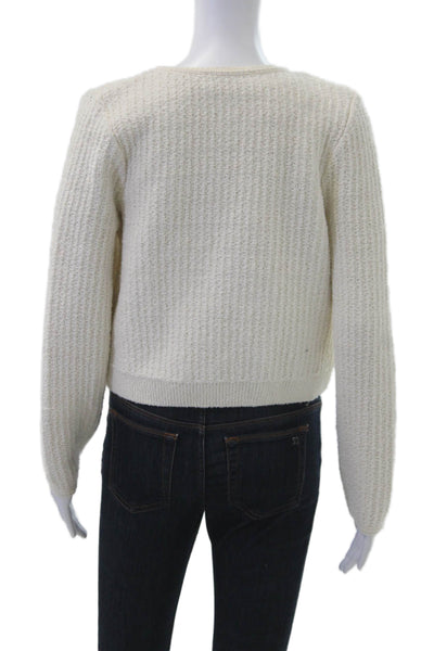 Zara Womens Cardigan Sweater Beige Round Neck Hook & Eye Size S