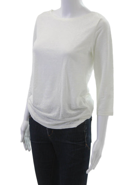 Majestic Filatures Womens White Jersey T-Shirt 3/4 Sleeve Round Neck Size 1