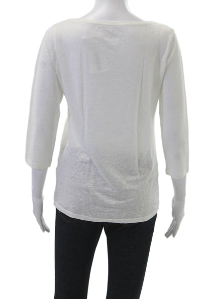 Majestic Filatures Womens White Jersey T-Shirt 3/4 Sleeve Round Neck Size 1