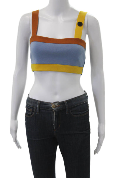 Monse Women Cropped Tank Blue Square Neck Merino Wool Size XS