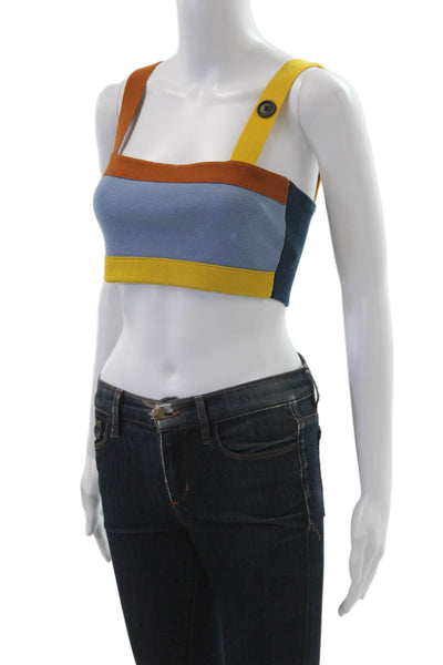 Monse Women Cropped Tank Blue Square Neck Merino Wool Size XS