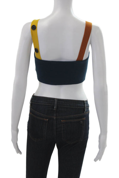 Monse Women Cropped Tank Blue Square Neck Merino Wool Size XS