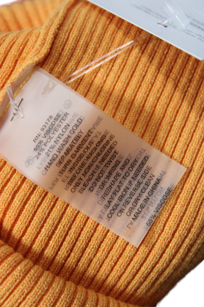 Elie Tahari Women Basic Orange Square Neck Short Sleeve T-Shirt Size XS