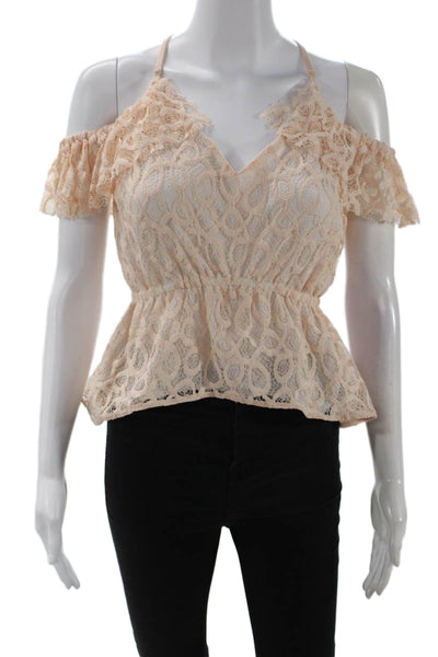 Designers Remix Charlotte Eskilden Women Beige V-Neck Sleeveless Blouse Size 32