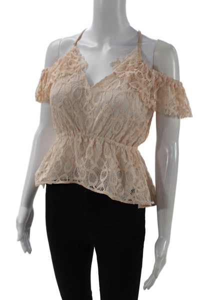 Designers Remix Charlotte Eskilden Women Beige V-Neck Sleeveless Blouse Size 32