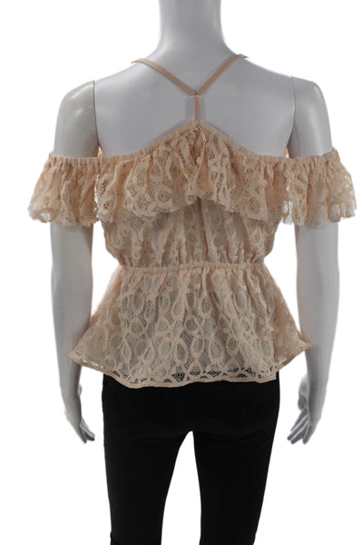 Designers Remix Charlotte Eskilden Women Beige V-Neck Sleeveless Blouse Size 32