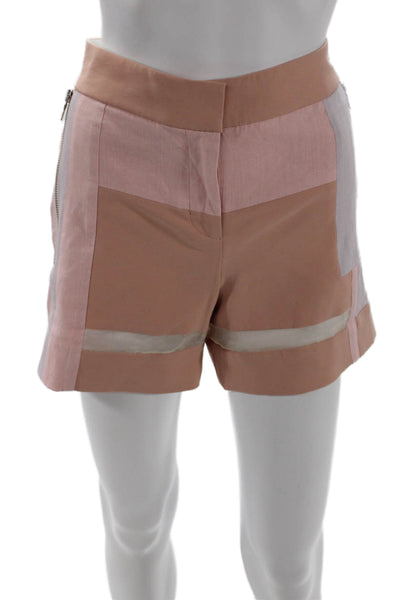 Rebecca Taylor, Unisex Beige Designer Hook & Eye Cotton-Blend Shorts Size 0