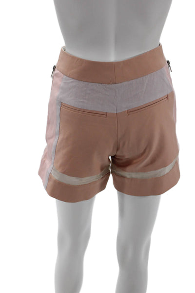 Rebecca Taylor, Unisex Beige Designer Hook & Eye Cotton-Blend Shorts Size 0
