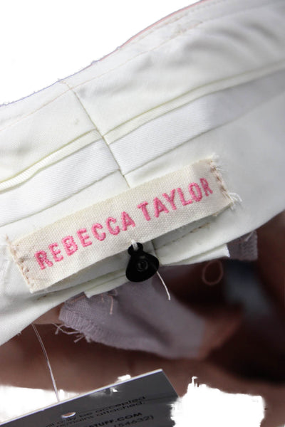 Rebecca Taylor, Unisex Beige Designer Hook & Eye Cotton-Blend Shorts Size 0