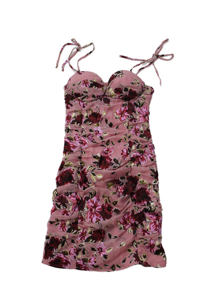 Misa Women Mini Sundress Dark Blue One Shoulder Floral Paisley Viscose Size XS