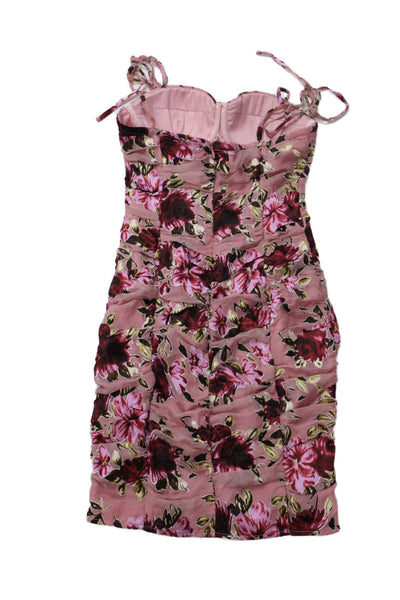Misa Women Mini Sundress Dark Blue One Shoulder Floral Paisley Viscose Size XS