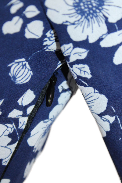 Likely Women Fit & Flare Wrap Dress Dark Blue Floral V-Neck 3/4 Sleeve Size 00
