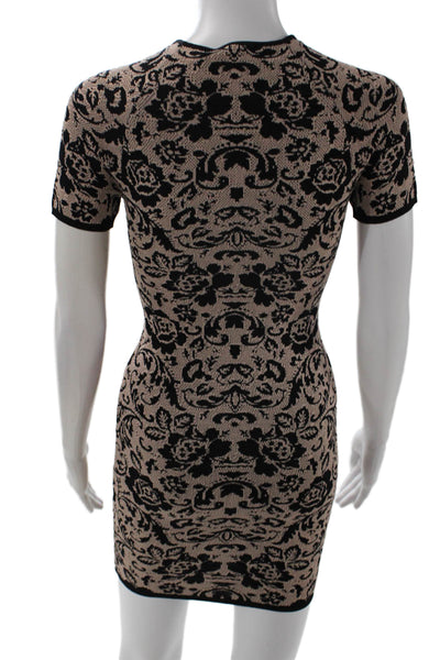 Torn by Ronny Kobo, Women Bodycon Mini Dress Beige Short Sleeve Size XS