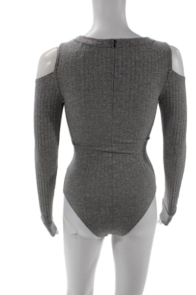 LNA, Womens Gray Long Sleeve Crew Neck Zip Top Size XS