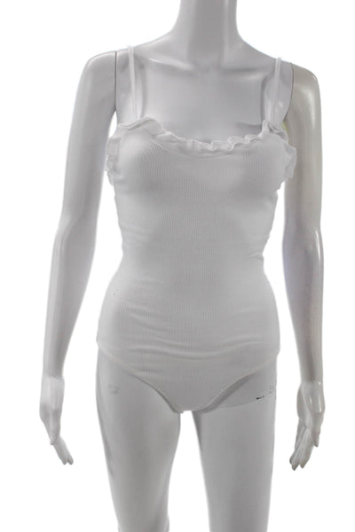 By The Way Womens Scoop Neck Sleeveless Bodysuit White Rayon Polyester Size XS